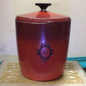 West Bend Vintage Flour Canister Red Hombre EVC